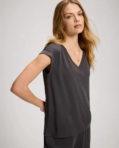 Soma Women's Modern Modal Relaxed Short Sleeve Top In Gray Size Xs |  In Galaxy Gray