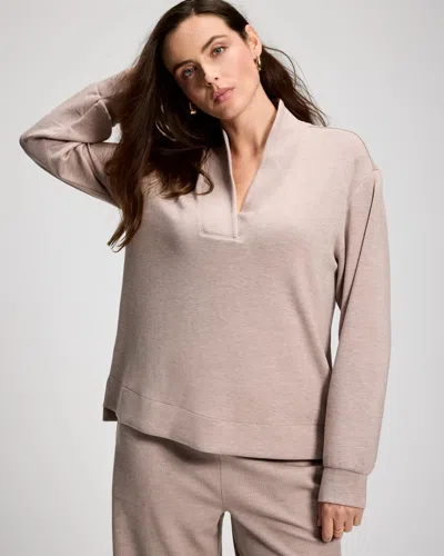 Soma Women's Modern Modal Relaxed V-neck Top In Brown Size Small |  In Heather Mink
