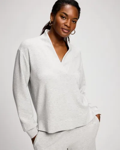 Soma Women's Modern Modal Relaxed V-neck Top In Gray Size Xs |  In Heather Frost