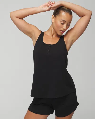 Soma Women's Most Loved Cotton Henley Tank Top In Black Size Small |