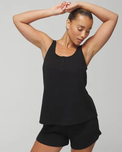 Soma Women's Most Loved Cotton Henley Tank Top In Black Size Xs |
