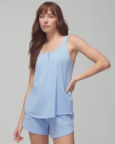 Soma Women's Most Loved Cotton Henley Tank Top In Light Blue Size Xs |  In Serenity