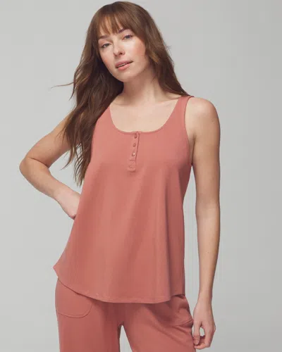 Soma Women's Most Loved Cotton Henley Tank Top In Pink Size Medium |  In Clay Rose