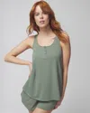 SOMA WOMEN'S MOST LOVED COTTON HENLEY TANK TOP IN SAGE GREEN SIZE 2XL | SOMA