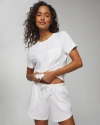 SOMA WOMEN'S MOST LOVED COTTON PAJAMA SHORTS IN WHITE SIZE MEDIUM | SOMA