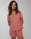 SOMA WOMEN'S MOST LOVED COTTON SHORT SLEEVE POCKET T-SHIRT IN PINK SIZE 2XL | SOMA