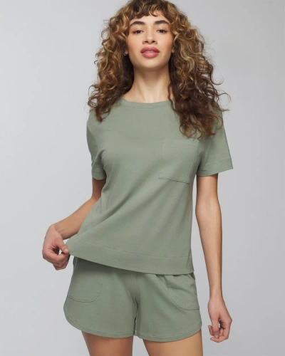 Soma Women's Most Loved Cotton Short Sleeve Pocket T-shirt In Sage Green Size Medium |  In Restoration Green