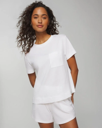 Soma Women's Most Loved Cotton Short Sleeve Pocket T-shirt In White Size Medium |  In Optic White