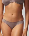 Soma Vanishing Edge Microfiber With Lace Bikini In Dark Nude