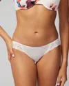 Soma Vanishing Edge Microfiber With Lace Bikini In Ivory