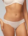 Soma Vanishing Edge Microfiber With Lace Bikini In Light Nude