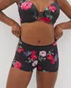 Soma Women's No Show Boyshort Panty In Black Size Medium |  Vanishing Edge Panties In Rhapsody Flora Mini Black
