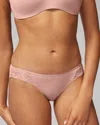 Soma Women's No Show Cotton Blend Bikini Panty With Lace In Blush Pink Nude Size 2xl |  Vanishing Edg In Light Pink Nude