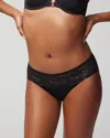 Soma Women's No Show Cotton Blend Hipster Panty With Lace In Black Size Large |  Vanishing Edge Panti In Black