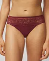 SOMA WOMEN'S NO SHOW COTTON BLEND WITH LACE HIPSTER UNDERWEAR IN VERMILLION SIZE XL | SOMA VANISHING EDGE