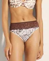 Soma Women's No Show High-leg Panty With Lace In Ivory Size Xs |  Vanishing Edge Panties In Animal Aura M White Smoke