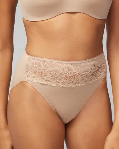 Soma Vanishing Edge Microfiber With Lace High Leg In Nude