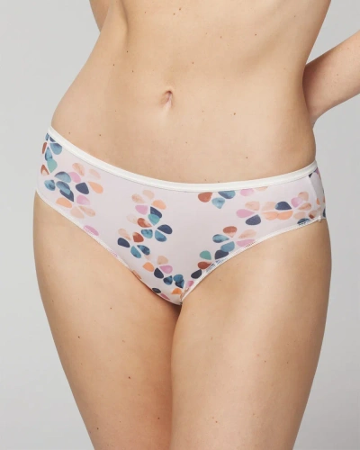 Soma Women's No Show Microfiber Cheeky Hipster Underwear In White Size 2xl |  Vanishing Edge Panties In Mosaic Petals Mini Ivory