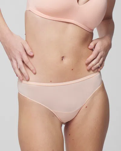 Soma Women's No Show Microfiber Thong Underwear In Apricotta Size Xs |  Vanishing Edge Panties