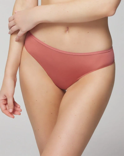 Soma Women's No Show Microfiber Thong Underwear In Clay Rose Size Xs |  Vanishing Edge Panties In Pink