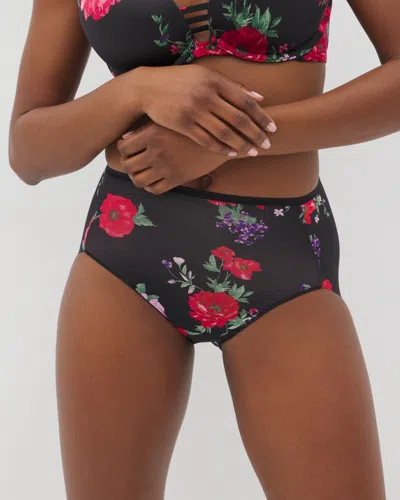 Soma Women's No Show Modern Brief Panty In Black Size Medium |  Vanishing Edge Panties In Rhapsody Flora Mini Black