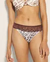 Soma Women's No Show Thong Panty With Lace Trim In Ivory Size 2xl |  Vanishing Edge Panties In Animal Aura M White Smoke