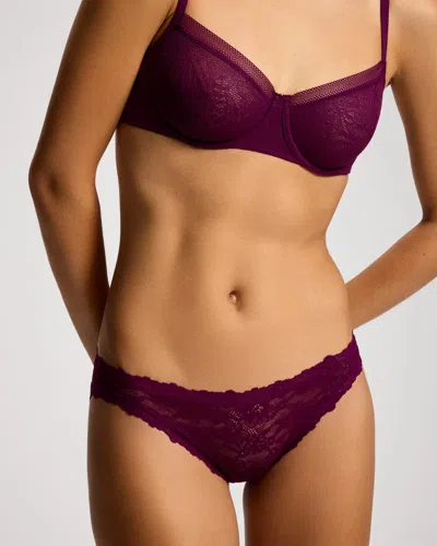 Soma Women's Perfect Lace Bikini Panty In Purple Size Small |  In Wicked Plum