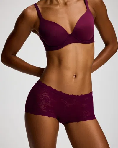 Soma Women's Perfect Lace Boyshort Panty In Purple Size Xs |  In Wicked Plum