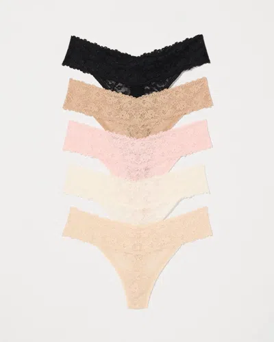 Soma Women's Perfect Lace Thong Panty In Neutral Size Xs |  In Basic Multi Pack