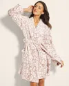 Soma Women's Plush Short Robe In Leopard Print Size Small/medium |  In Jaguar Spot G Slvr Taupe