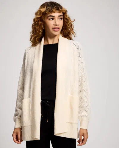 Soma Women's Pointelle Long Sleeve Wrap In Ivory Size Small |  In Champagne Dreams