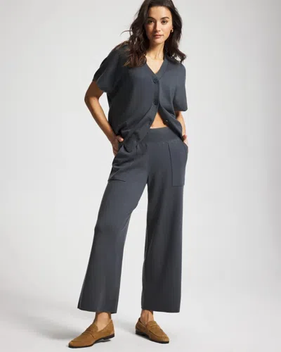 Soma Women's Premier Knit Wide Leg Crop Pants In Blue Size Small |  In Nocturne Night