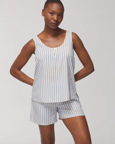 Soma Women's Tank Top + Pajama Shorts Sleep Set In Awaken Stripe Blue Size Small |
