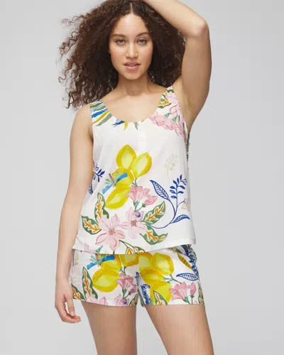 Soma Women's Tank Top + Pajama Shorts Sleep Set In Lemon Squeeze Ivory Size Small |