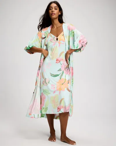 Soma Women's Relaxed Midi Robe In Green Size Small/medium |  Getting Ready Robe In Island Serenade Icy Aqua