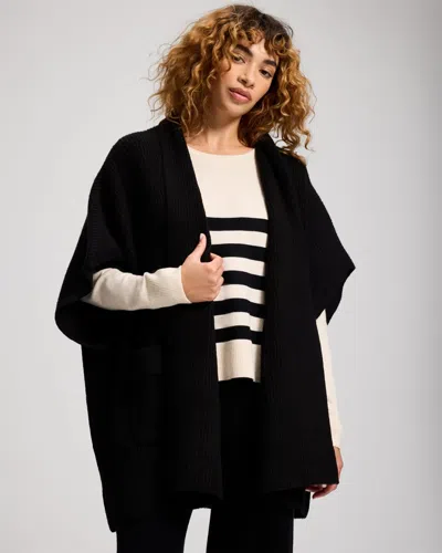 Soma Women's Rib Knit Oversized Sweater Wrap In Black |