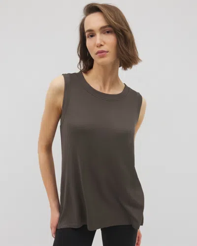 Soma Women's Rib Knit Sleeveless Top In Green Size Xl |  In Dark Gray Olive