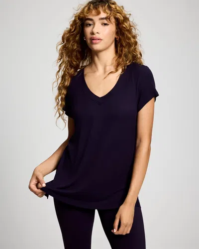 Soma Women's Rib Knit V-neck Tee In Purple Size Xs |  In Phantom Plum