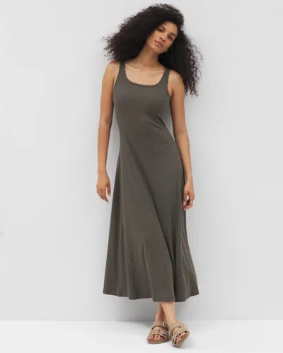 Soma Women's Rib Square Neck Lounge Dress In Green Size Xs |  In Dark Gray Olive