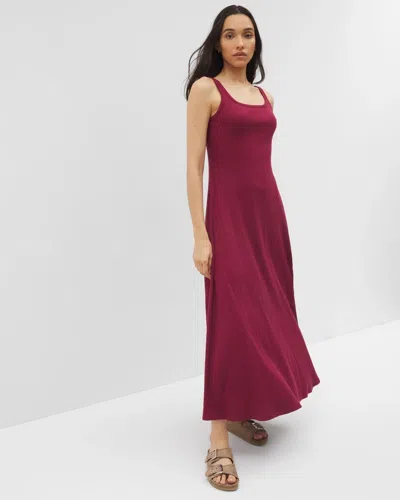 Soma Women's Rib Square Neck Lounge Dress In Red Size Xs |  In Garnet