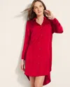 Soma Women's Satin Button Front Nightgown In Red Size Medium |  In Paint The Town Red