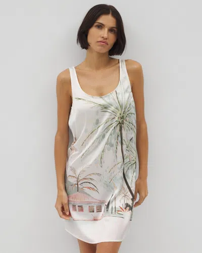 Soma Women's Satin Chemise In Ivory Size 2xl |  In Tropical Escape Champagne