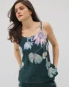 Soma Women's Satin Double Strap Cami Pajama Top In Green Size 2xl |  Mother's Day Pajamas In Haven Botanical P Drk Sea