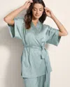 Soma Women's Satin Jacquard Short Robe In Green Size Small/medium |  In Chinois Green