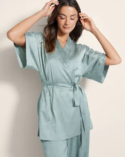 Soma Women's Satin Jacquard Short Robe In Green Size Small/medium |  In Chinois Green