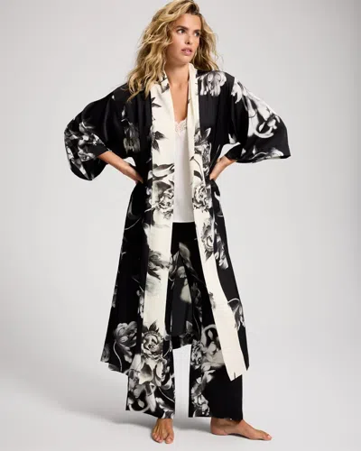 Soma Women's Satin Kimono Robe In Black Size Small/medium |  Getting Ready Robe In Multi