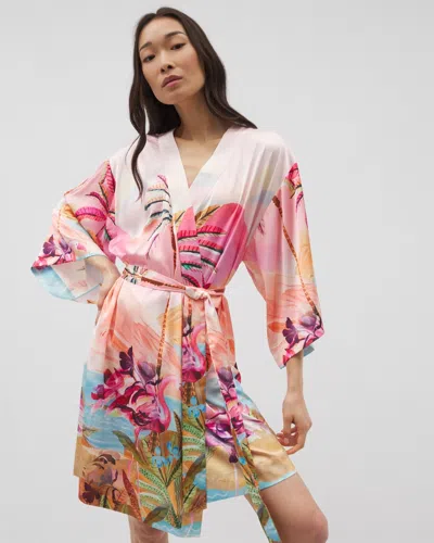 Soma Women's Satin Kimono Robe In Orange Size Large/xl |  In By The Bay Paloma Glow