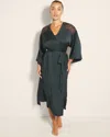 Soma Women's Satin Lace Long Robe In Green Size Large/xl |  In Dark Everglade