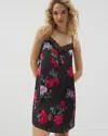 Soma Women's Satin Lace Trim Chemise In Black Size Large |  In Rhapsody Flora Black