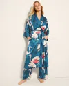 Shop Soma Women's Satin Long Robe In Navy Blue Size Small/medium |  In Flamboyant Feathers Navy